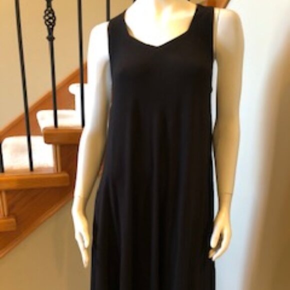 Vintage Hand Woven Casual Midi Dress in Black Size M/L - Picture 1 of 2